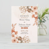 Rose & Terracotta: Eine Feier der Hochzeit der Lie Einladung (Stehend Vorderseite)