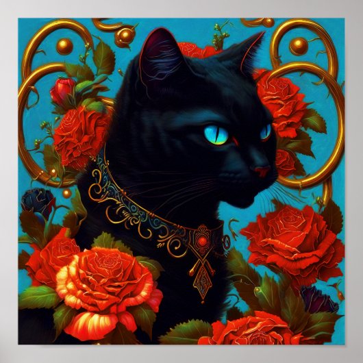 Rose The Cat Poster Kunst - Schwarze Landschaft (Vorne)