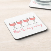 Rosé The Day Away Rosa Rose Glass Wein Lover Getränkeuntersetzer (Linke Seite)