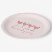 Rosé The Day Away Rosa Rose Glass Wein Lover Pappteller (Schrägansicht)