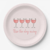 Rosé The Day Away Rosa Rose Glass Wein Lover Pappteller (Vorderseite)