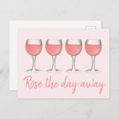 Rosé The Day Away Rosa Rose Glass Wein Lover Postkarte (Vorne/Hinten)