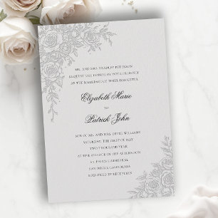 Rose-Thema Elegant Elfenbein Formelle Klassische H Einladung
