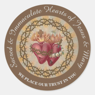 Rose Thorns KENNEN Jesu & Maria Herzen Runder Aufkleber
