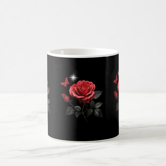 Rose, Tinte und Time Black Kaffeetasse (Mittel)