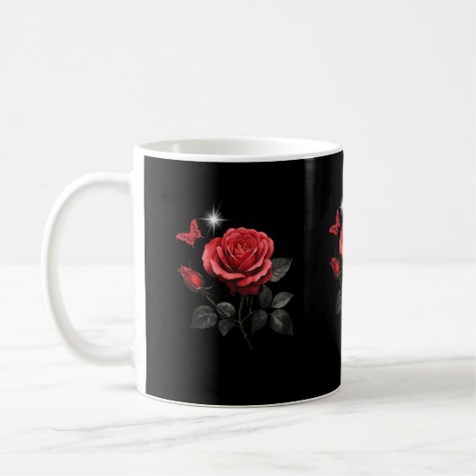 Rose, Tinte und Time Black Kaffeetasse (Links)