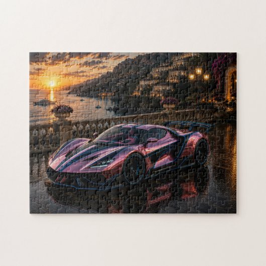 Rose Titanium — Luxury Pink Metallic Supercar Puzzle (Horizontal)
