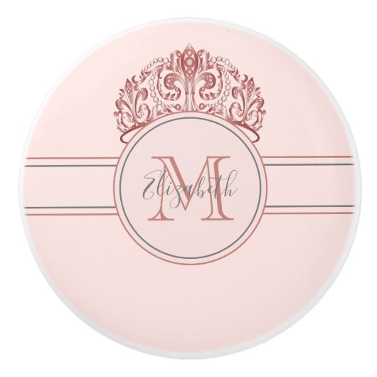 Rose Titara Kronenrosa Monogramm Keramikknauf (Vorderseite)