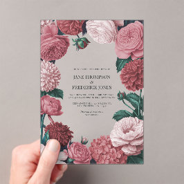 Rosé-Ton, Terra Pink und Pfingstrosen-Rauch Floral Acryleinladungen