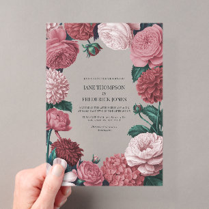 Rosé-Ton, Terra Pink und Pfingstrosen-Rauch Floral Acryleinladungen