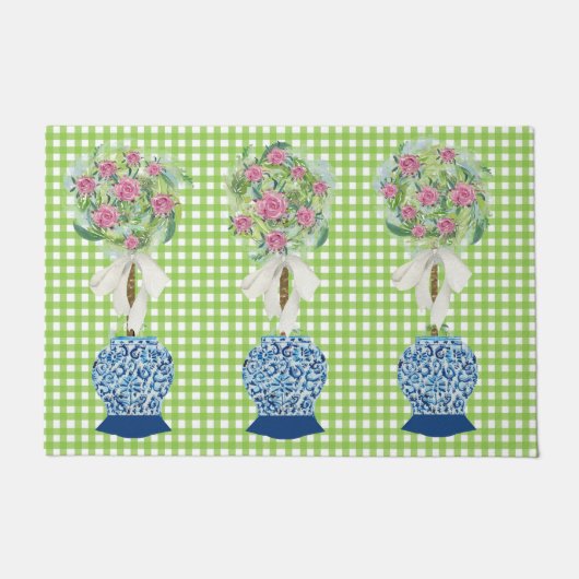 Rose Topiary Blue und White Ginger Jar Fußmatte (Vorderseite)