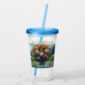 Rose Topiary Van Gogh Style Rose Blumenrosa Acryltrinkbecher (Rückseite)