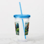 Rose Topiary Van Gogh Style Rose Blumenrosa Acryltrinkbecher (Links)