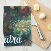 Rose Topiary Van Gogh Style Rose Blumenrosa Geschirrtuch (Viertel Falte)