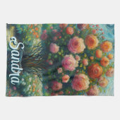 Rose Topiary Van Gogh Style Rose Blumenrosa Geschirrtuch (Horizontal)