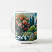 Rose Topiary Van Gogh Style Rose Blumenrosa Kaffeetasse (Vorderseite Links)