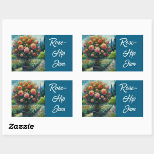 Rose Topiary Van Gogh Style Rose Blumenrosa Rechteckiger Aufkleber