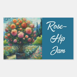 Rose Topiary Van Gogh Style Rose Blumenrosa Rechteckiger Aufkleber