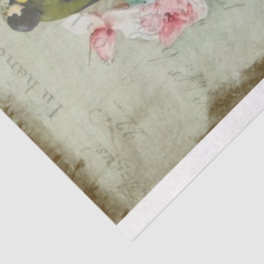 Rose Traînantes Pink Roses & Birds Decoupage Seidenpapier (Ausschnitt)