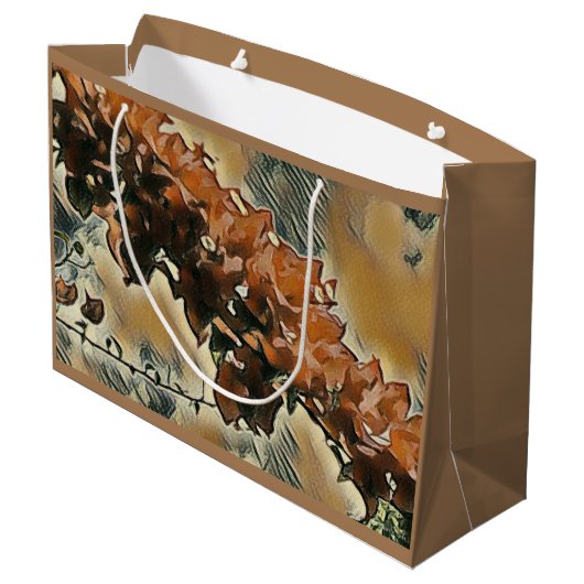 Rose Tree Art Große Geschenktüte (Rückseite Schrägansicht)