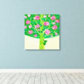 Rose Tree | Kleiner Frosch | Fröhliches Rosa und G Leinwanddruck (Insitu (Holzboden))