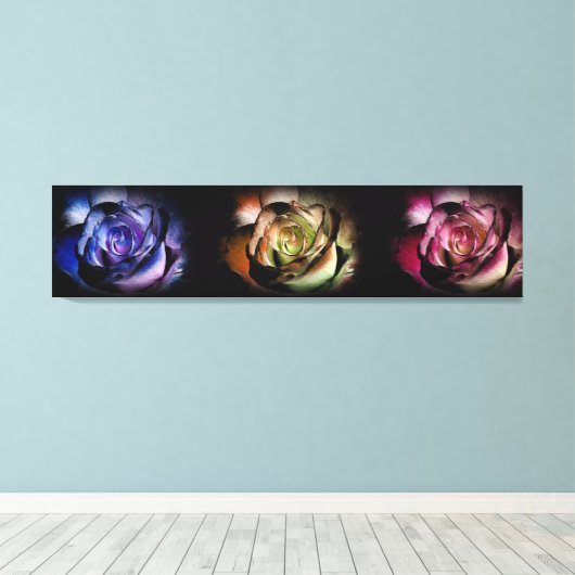 Rose Triptych Leinwanddruck (Insitu (Holzboden))