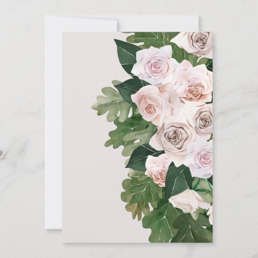 Rose Tropenblüte Quinceanera Einladung (Rückseite)