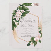 Rose Tropenblüte Quinceanera Einladung (Vorne/Hinten)