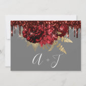 Rose Tropfen Burgundy Maroon Marsala Floral Wrath Save The Date (Rückseite)