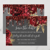 Rose Tropfen Burgundy Maroon Marsala Floral Wrath Save The Date (Vorne/Hinten)