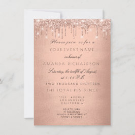 Rose Tropfen Gold Royal Glitzer 16. Brautparty Einladung