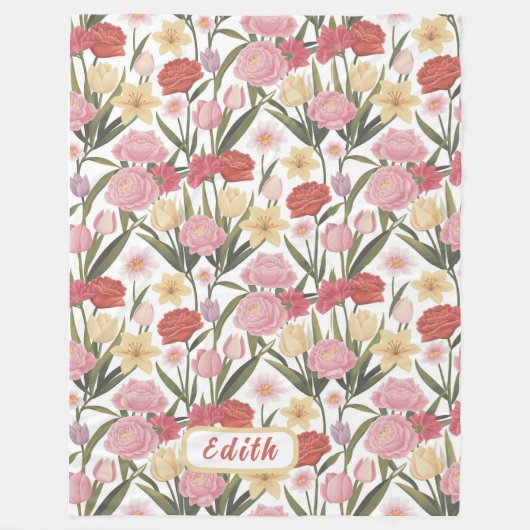 Rose, Tulips und Lilien Fleecedecke (Vorderseite)