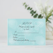 Rose Türkis RSVP-Karte RSVP Karte (Stehend Vorderseite)