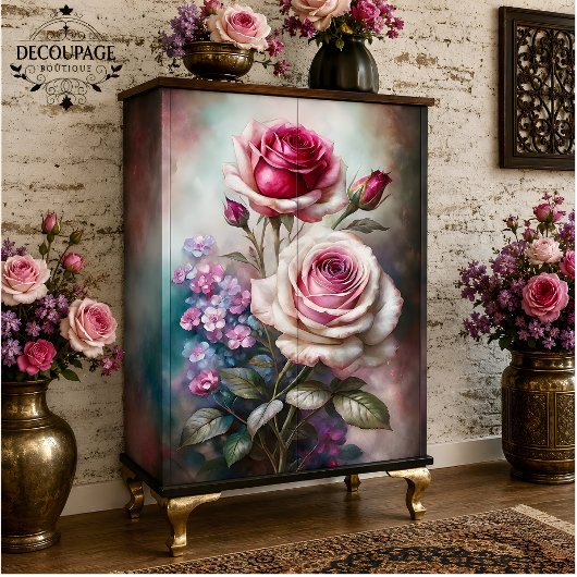 Rose Twilight Garden Decoupage Seidenpapier