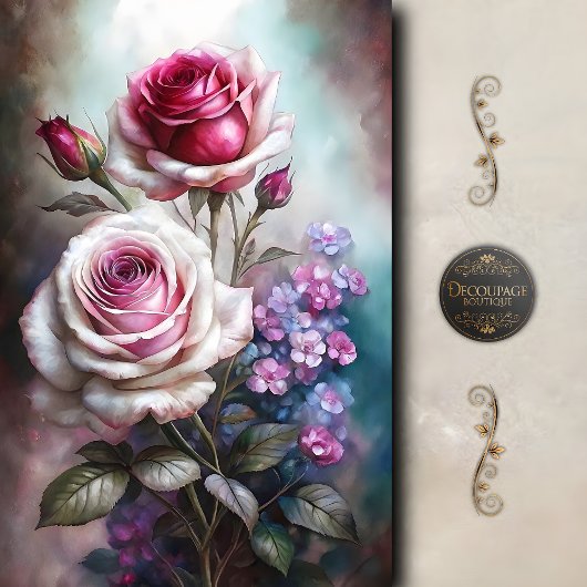 Rose Twilight Garden Decoupage Seidenpapier