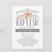 Rose| Twin Boy Girl Taufe Einladung (Vorne/Hinten)