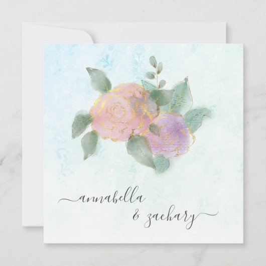 *~* ROSE + UAWG QR Gold Glitzer - AR12 Hochzeit Einladung (Vorderseite)