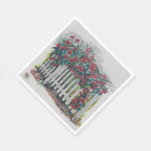 Rose über das Zaunpapier Napkin Serviette (Ecke)