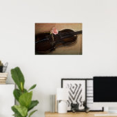 Rose über Geige Poster (Heimbüro)
