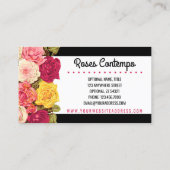 Rose über moderne Schwarz-Weiß Streifen Chic Flori Visitenkarte (Rückseite)