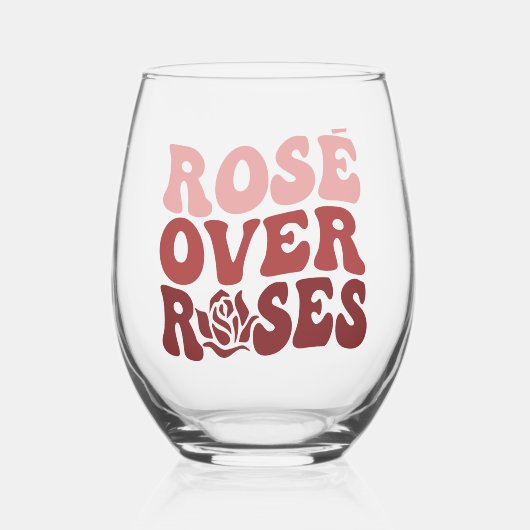 Rose "über Rose Stemless Wine Glass Weinglas Ohne Stiel (Vorderseite)