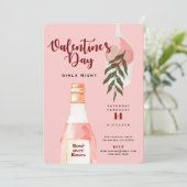 Rosé über Rose Valentinstag Party Einladung (Stehend Vorderseite)