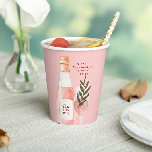 Rosé über Rose Valentinstag Party Rosa Pappbecher (In Situ)