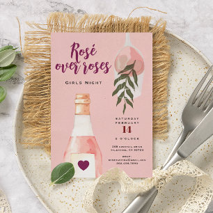 Rosé über Rosen Pink Girls Night Out Einladung