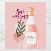 Rosé über Rosen Rosa Wein Mädchenabend Weinetikett (Einzelnes Label)