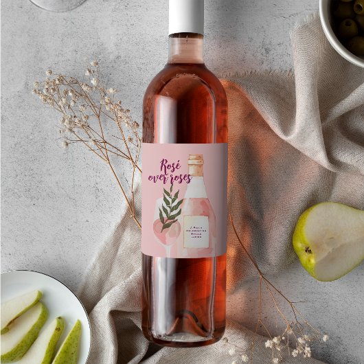 Rosé über Rosen Rosa Wein Mädchenabend Weinetikett
