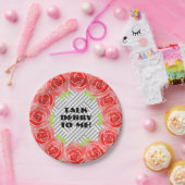 Rose über Schwarz-weiße Streifen Sprechen Sie mit  Pappteller (Party)