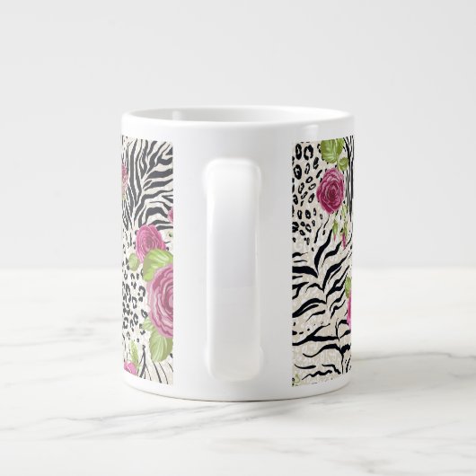 Rose über Tiermuster Jumbo-Tasse (Rückseite)
