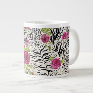Rose über Tiermuster Jumbo-Tasse