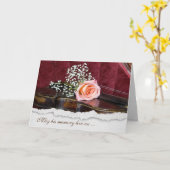 Rose über Violine-Beileid Karte (Gelbe Blume)